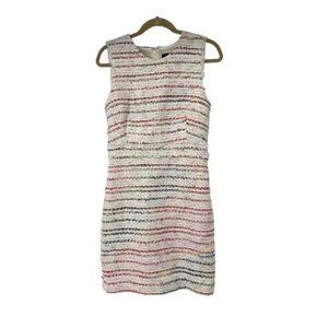 J. Crew White Multicolor Sheath Tweed Career Dress